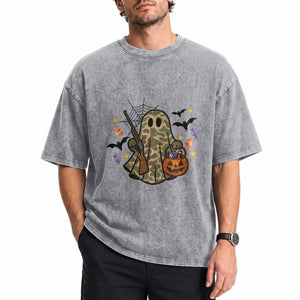Funny Camo Hunter Halloween Ghost Costume Washed Cotton T-Shirt