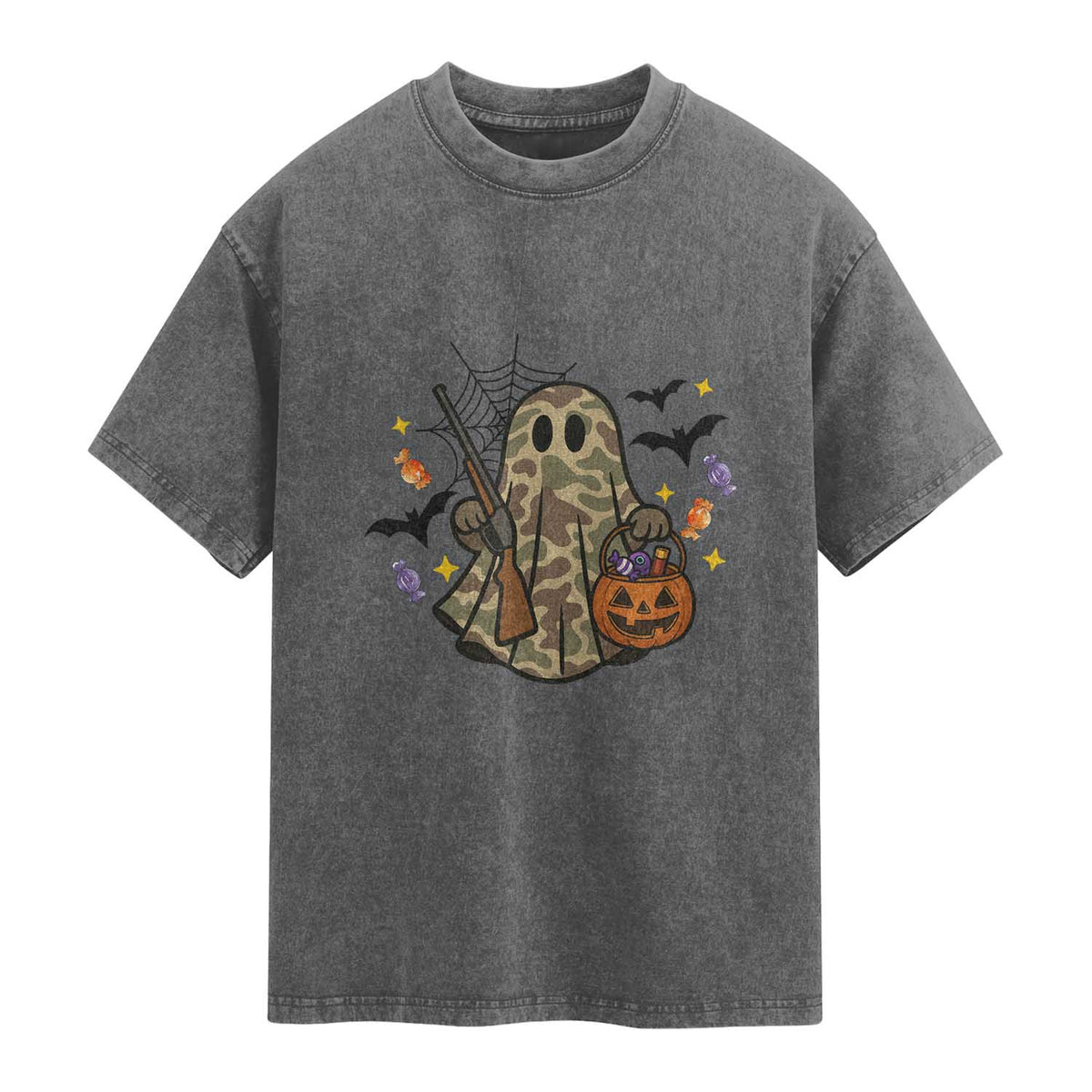 Funny Camo Hunter Halloween Ghost Costume Washed Cotton T-Shirt
