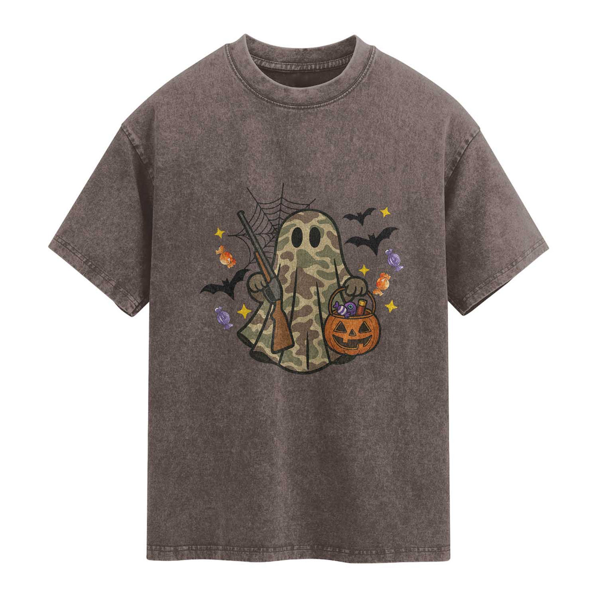 Funny Camo Hunter Halloween Ghost Costume Washed Cotton T-Shirt