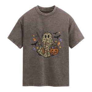 Funny Camo Hunter Halloween Ghost Costume Washed Cotton T-Shirt