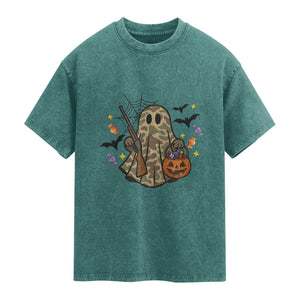 Funny Camo Hunter Halloween Ghost Costume Washed Cotton T-Shirt