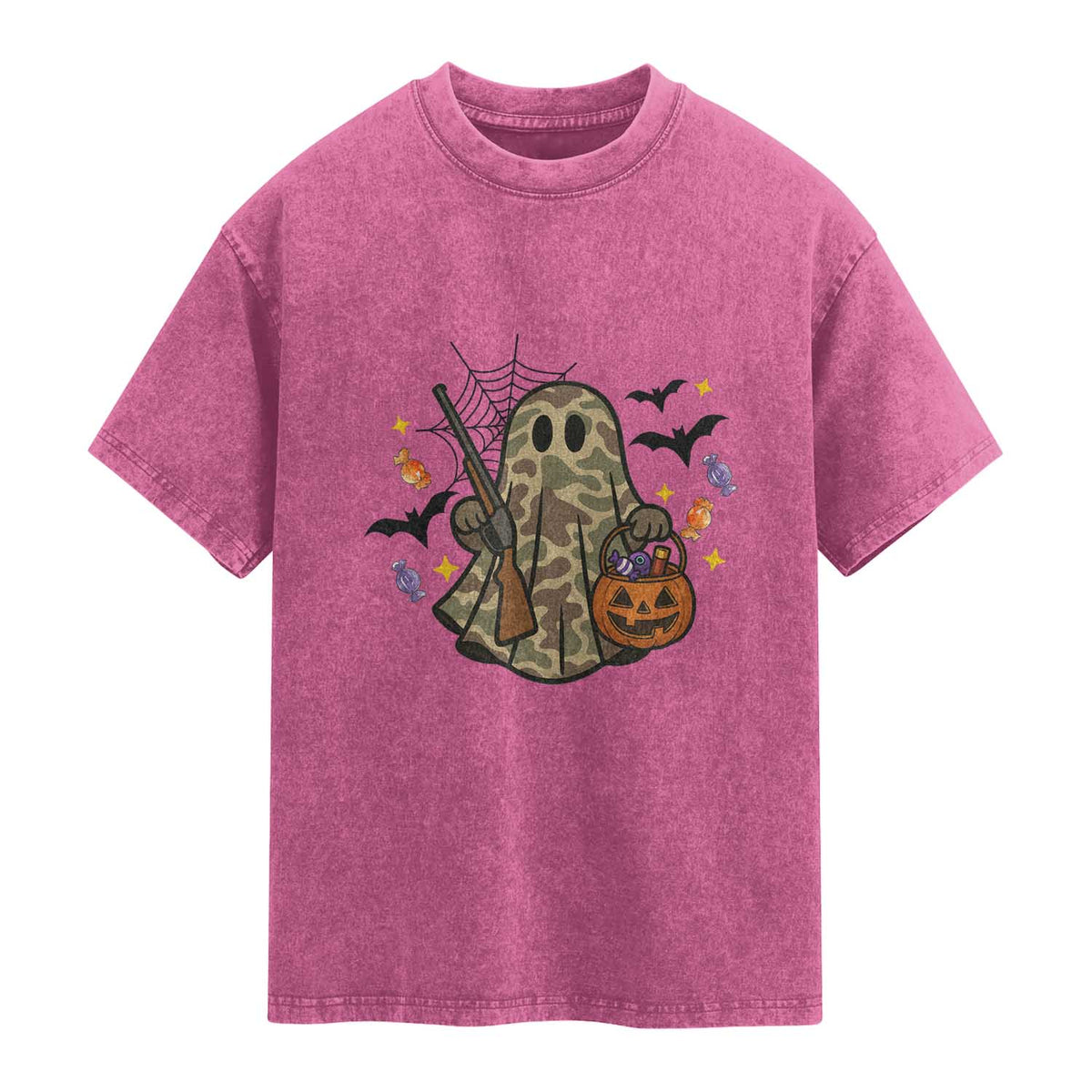 Funny Camo Hunter Halloween Ghost Costume Washed Cotton T-Shirt