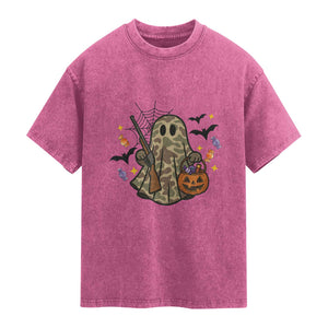 Funny Camo Hunter Halloween Ghost Costume Washed Cotton T-Shirt