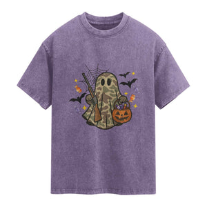 Funny Camo Hunter Halloween Ghost Costume Washed Cotton T-Shirt
