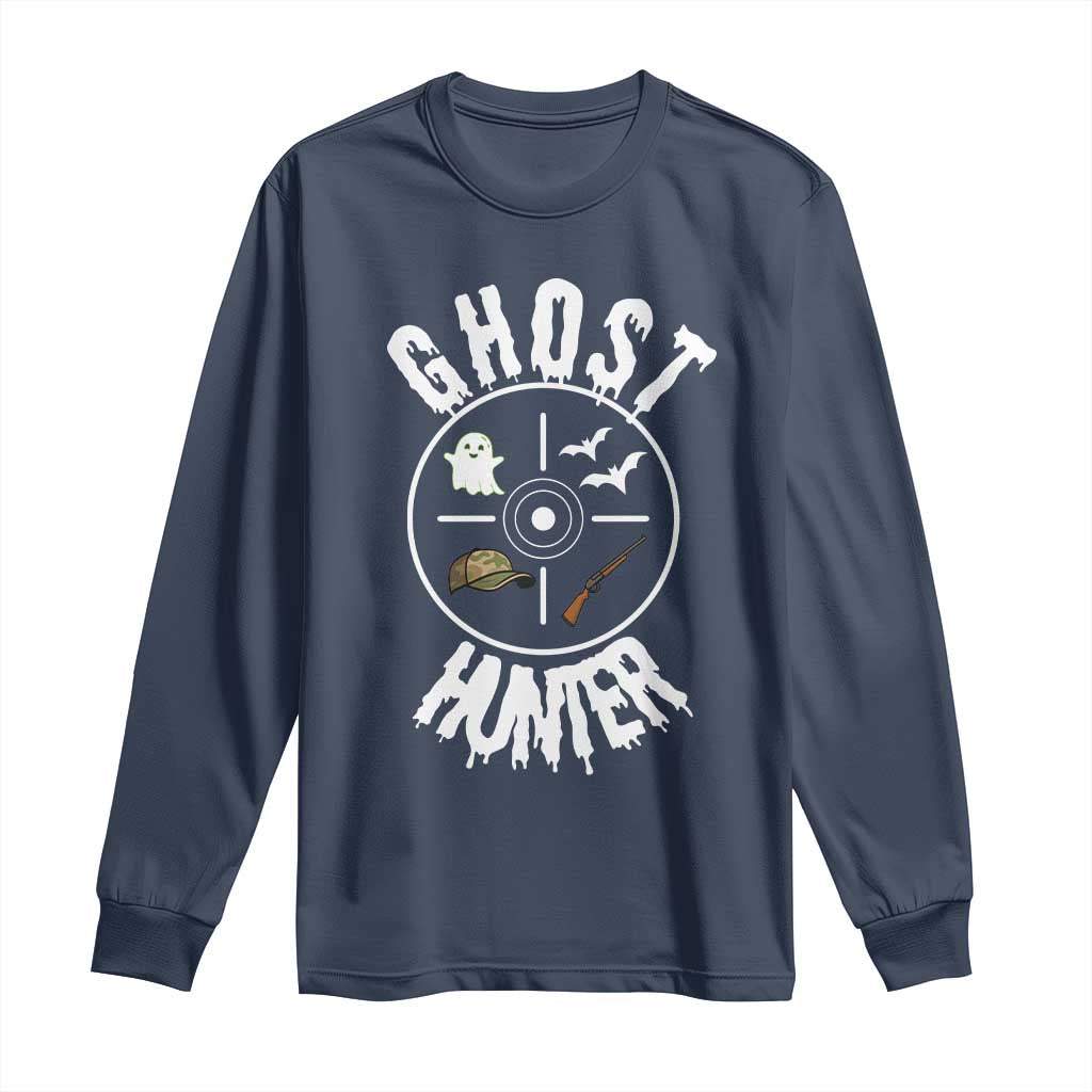 Funny Halloween Ghost Hunter Long Sleeve Shirt Trick Or Treat Costume TS12 Navy Print Your Wear