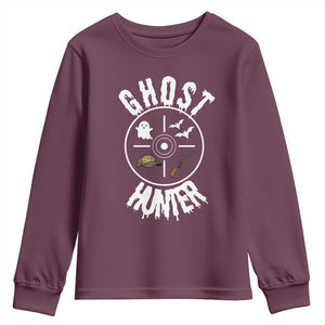 Funny Halloween Ghost Hunter Youth Sweatshirt Trick Or Treat Costume TS12 Maroon Print Your Wear