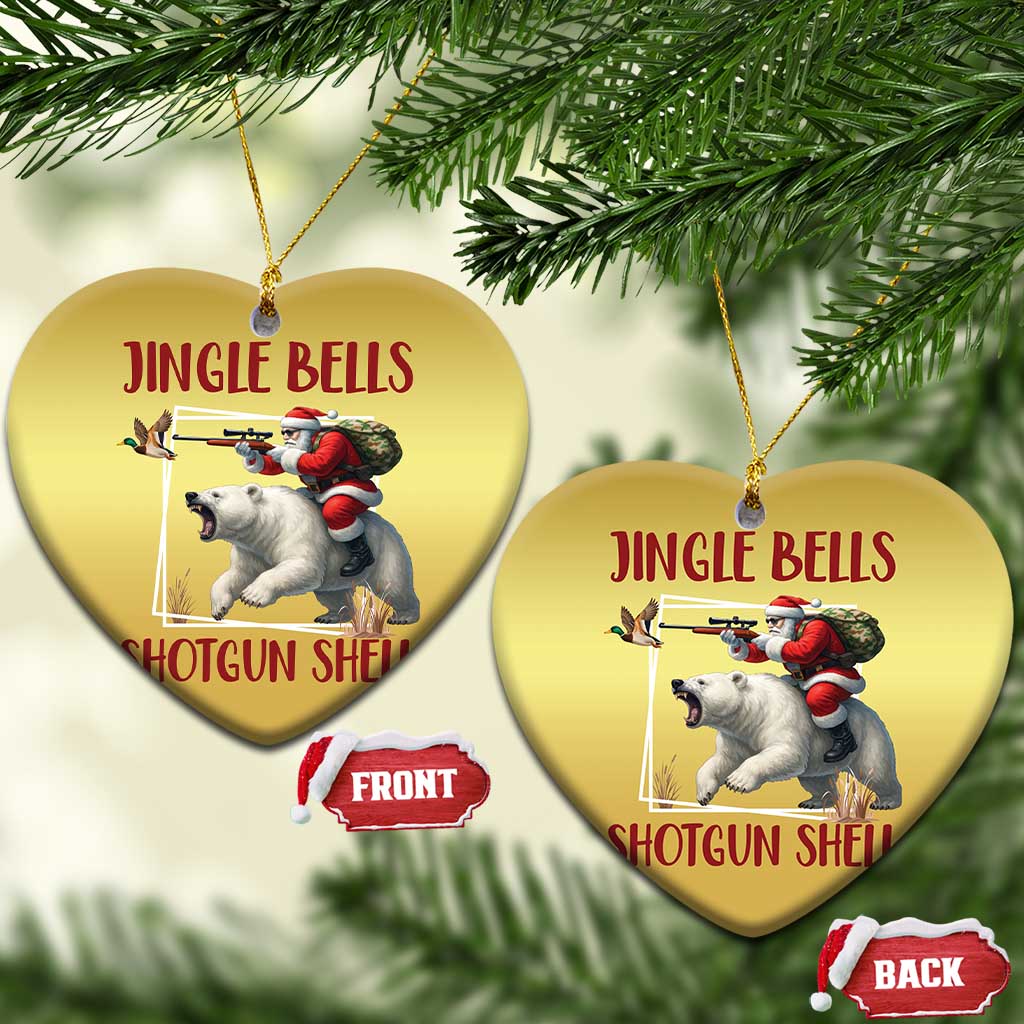 Funny Xmas Hunting Christmas Ornament Jingle Bells Shotgun Shells TS12 Heart Gold Print Your Wear