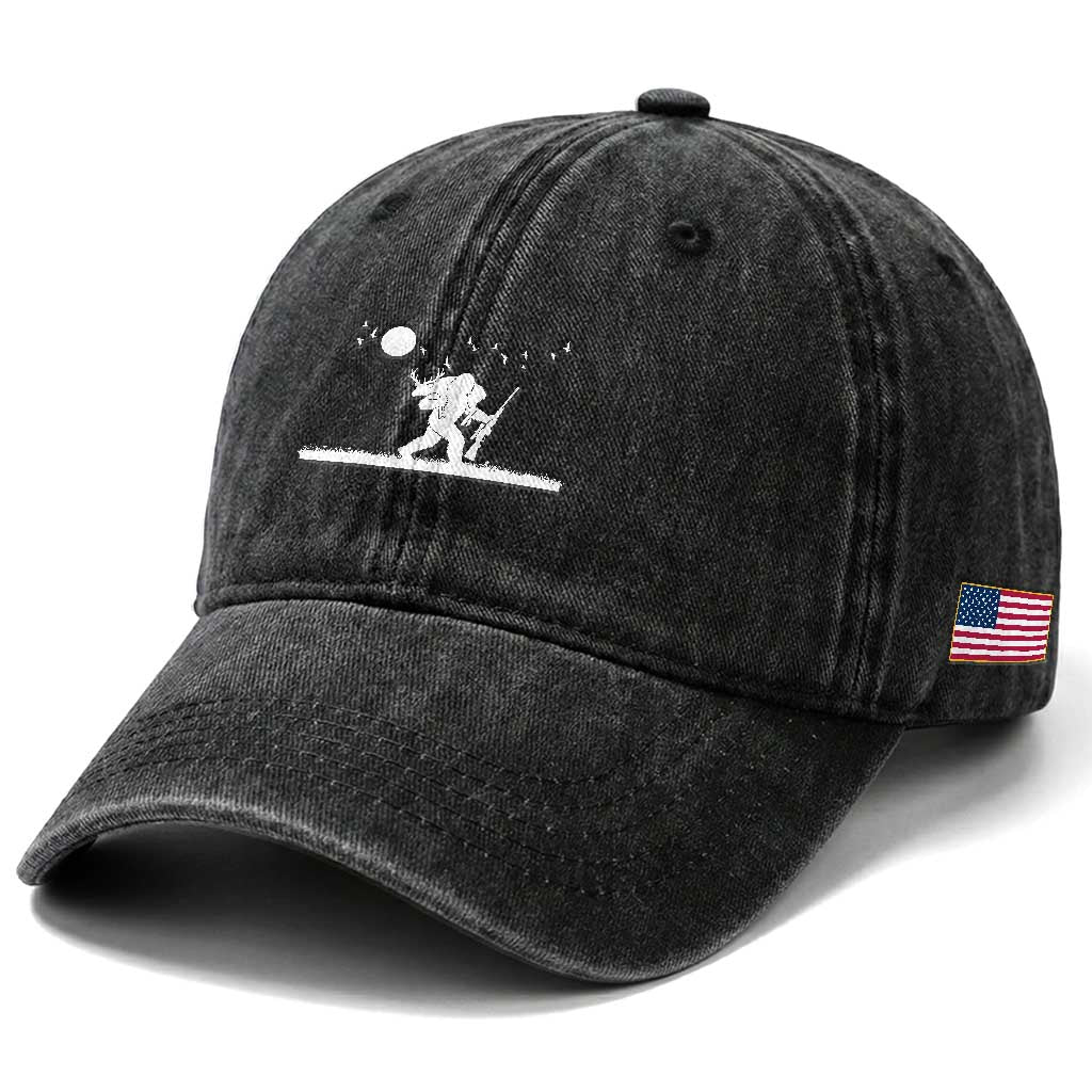 Sasquatch Hunter With Rifle Washed Cotton Baseball Cap Funny Bigfoot Outdoor Design TS12 Print Your Wear