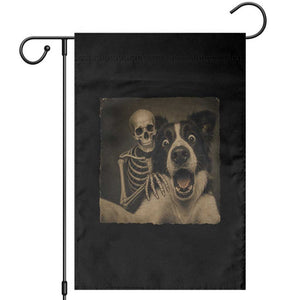Funny Skeleton Selfie With Border Collie Garden Flag Halloween Spooky Dog Lover Gift TS12 Black Print Your Wear