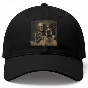 Funny Skeleton Selfie With Border Collie Baseball Cap Halloween Spooky Dog Lover Gift TS12 Print Your Wear