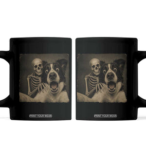 Funny Skeleton Selfie With Border Collie Coffee Mug Halloween Spooky Dog Lover Gift TS12 Black Print Your Wear