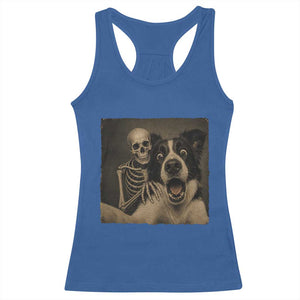 Funny Skeleton Selfie With Border Collie Racerback Tank Top Halloween Spooky Dog Lover Gift TS12 Royal Blue Print Your Wear