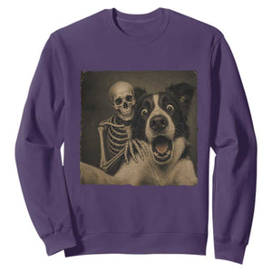 Funny Skeleton Selfie With Border Collie Sweatshirt Halloween Spooky Dog Lover Gift TS12 Purple Print Your Wear
