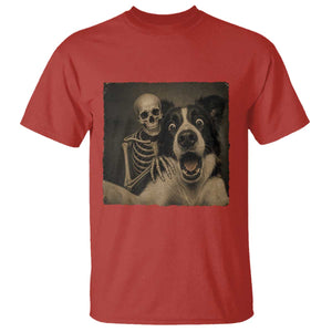 Funny Skeleton Selfie With Border Collie T Shirt Halloween Spooky Dog Lover Gift TS12 Red Print Your Wear