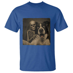 Funny Skeleton Selfie With Border Collie T Shirt Halloween Spooky Dog Lover Gift TS12 Royal Blue Print Your Wear
