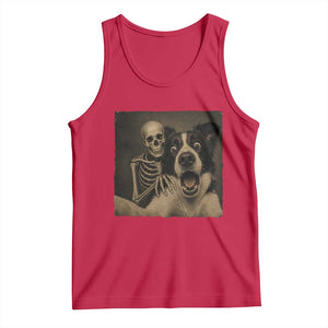 Funny Skeleton Selfie With Border Collie Tank Top Halloween Spooky Dog Lover Gift TS12 Red Print Your Wear
