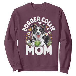 Cute Border Collie Mom Sweatshirt Flower Floral Dog Lover Gift TS12 Maroon Print Your Wear