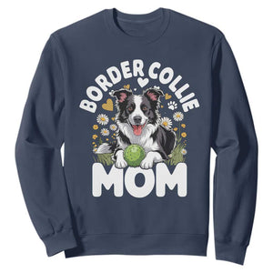 Cute Border Collie Mom Sweatshirt Flower Floral Dog Lover Gift TS12 Navy Print Your Wear