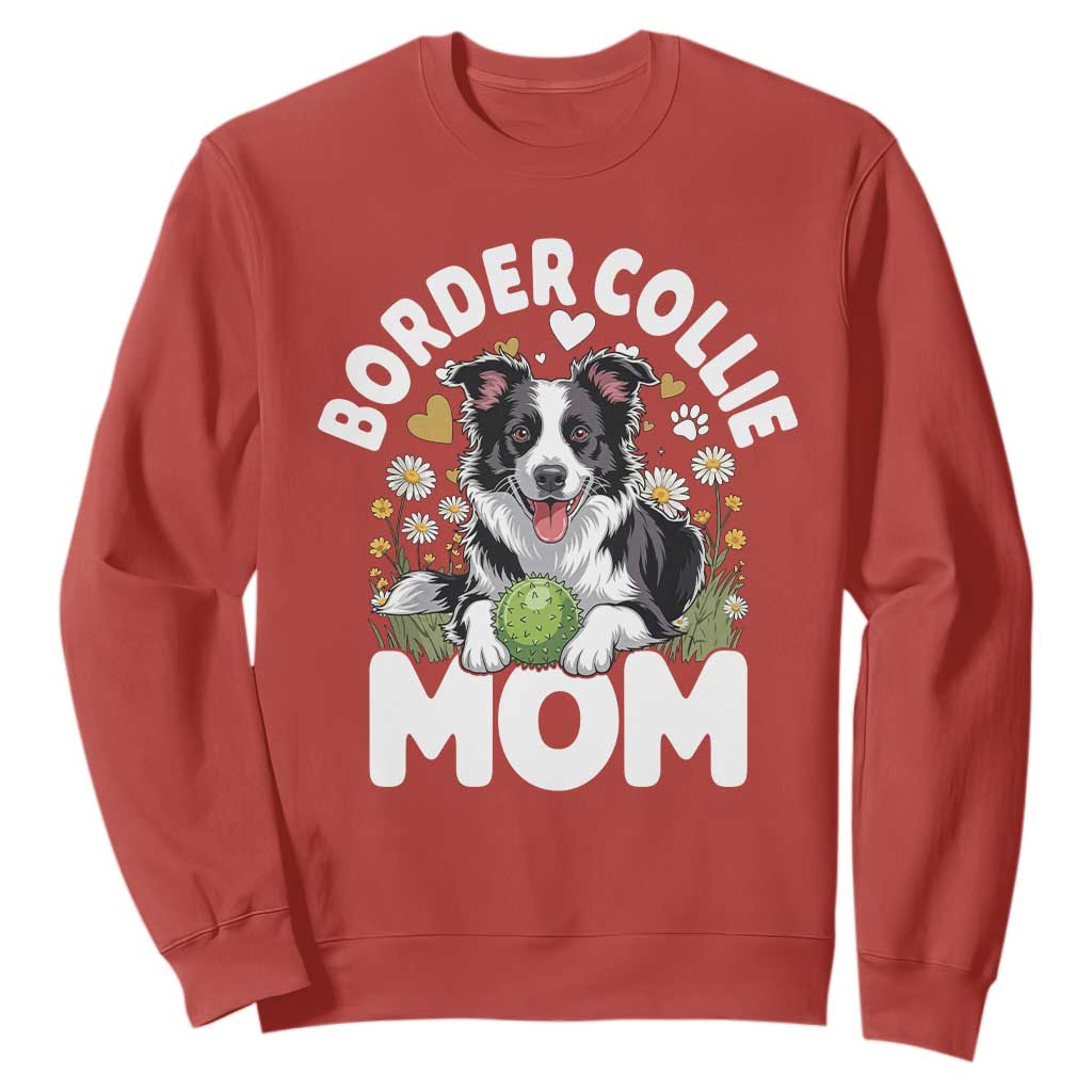 Cute Border Collie Mom Sweatshirt Flower Floral Dog Lover Gift TS12 Red Print Your Wear