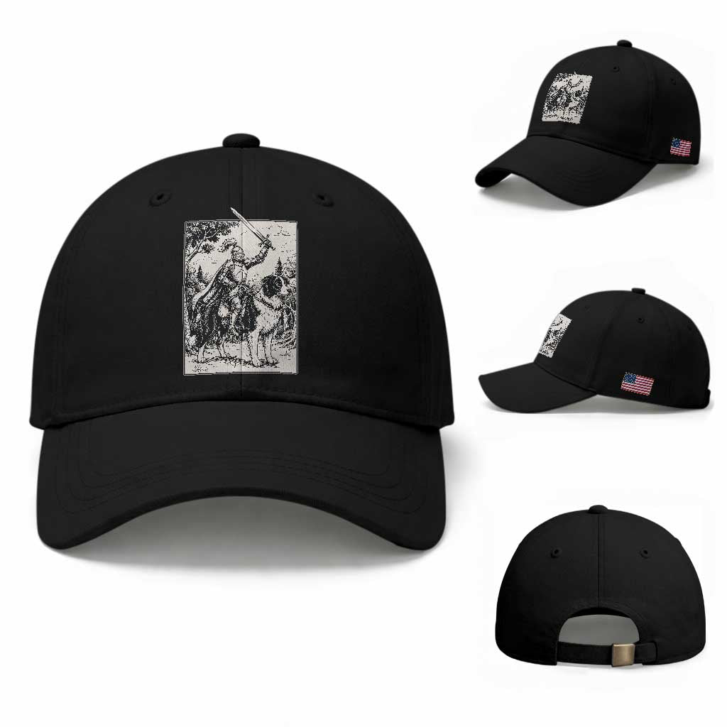 Funny Medieval Knight Border Collie Rider Baseball Cap Renaissance Fantasy Dog Lover Gift TS12 Baseball Cap Universal Fit Black Print Your Wear