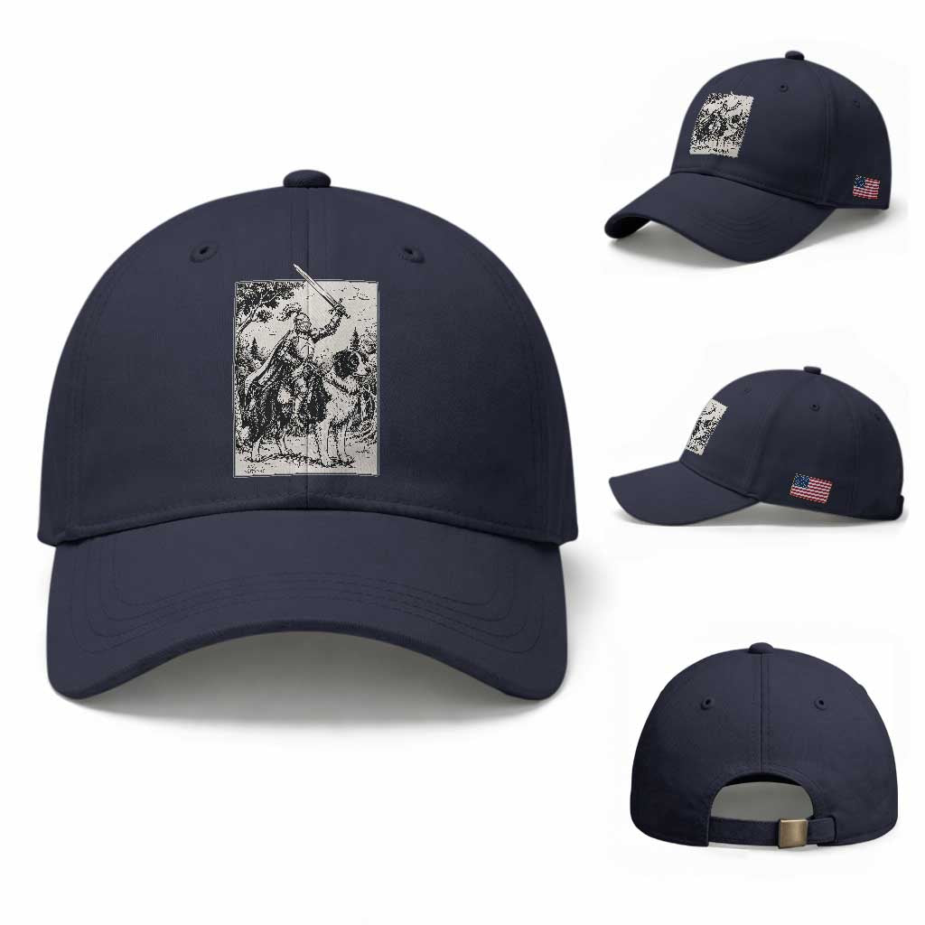 Funny Medieval Knight Border Collie Rider Baseball Cap Renaissance Fantasy Dog Lover Gift TS12 Baseball Cap Universal Fit Navy Print Your Wear