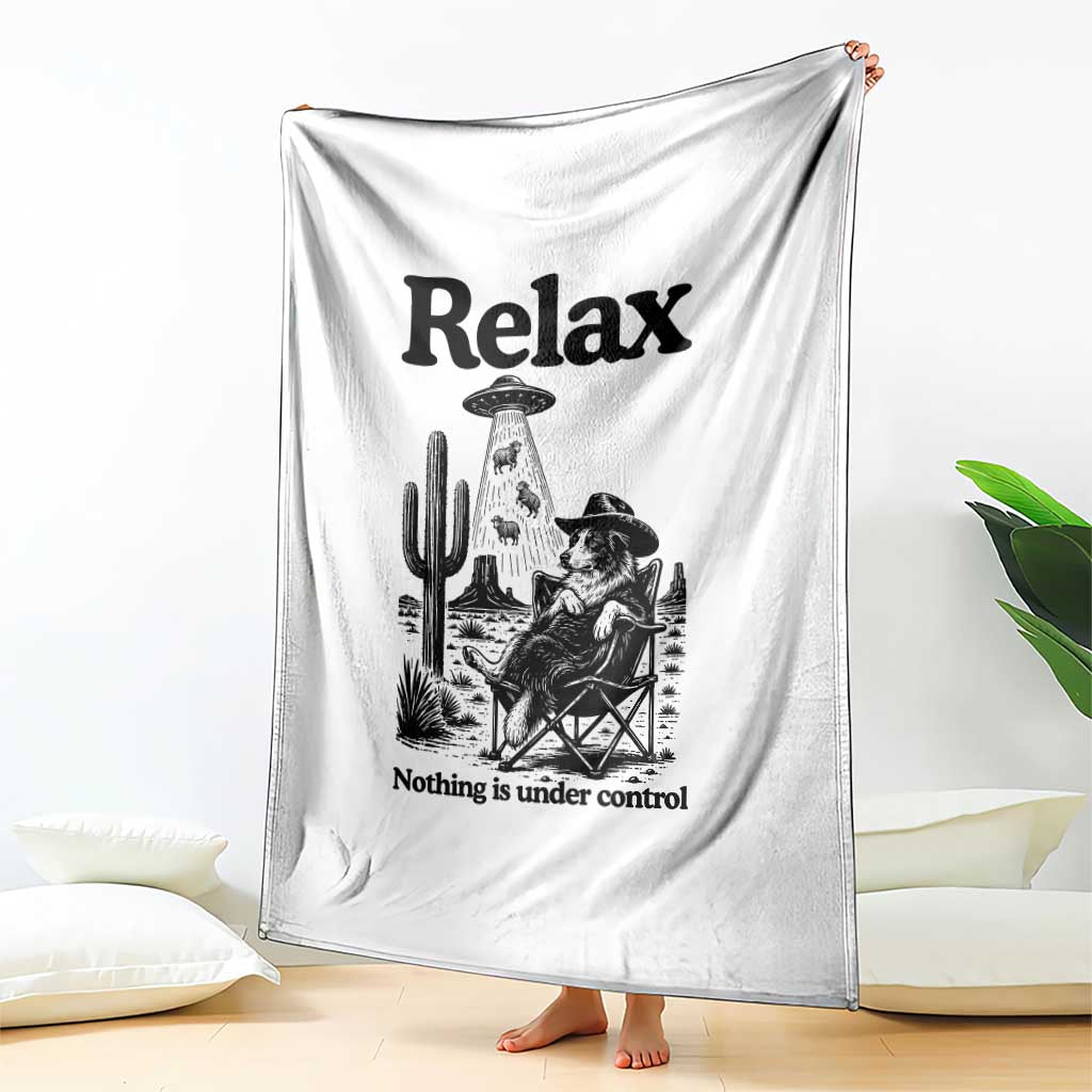 Funny Border Collie UFO Sheep Farmer Throw Blanket Relax Nothing Is Under Control Alien Dog Lover Gift TS12 Print Your Wear
