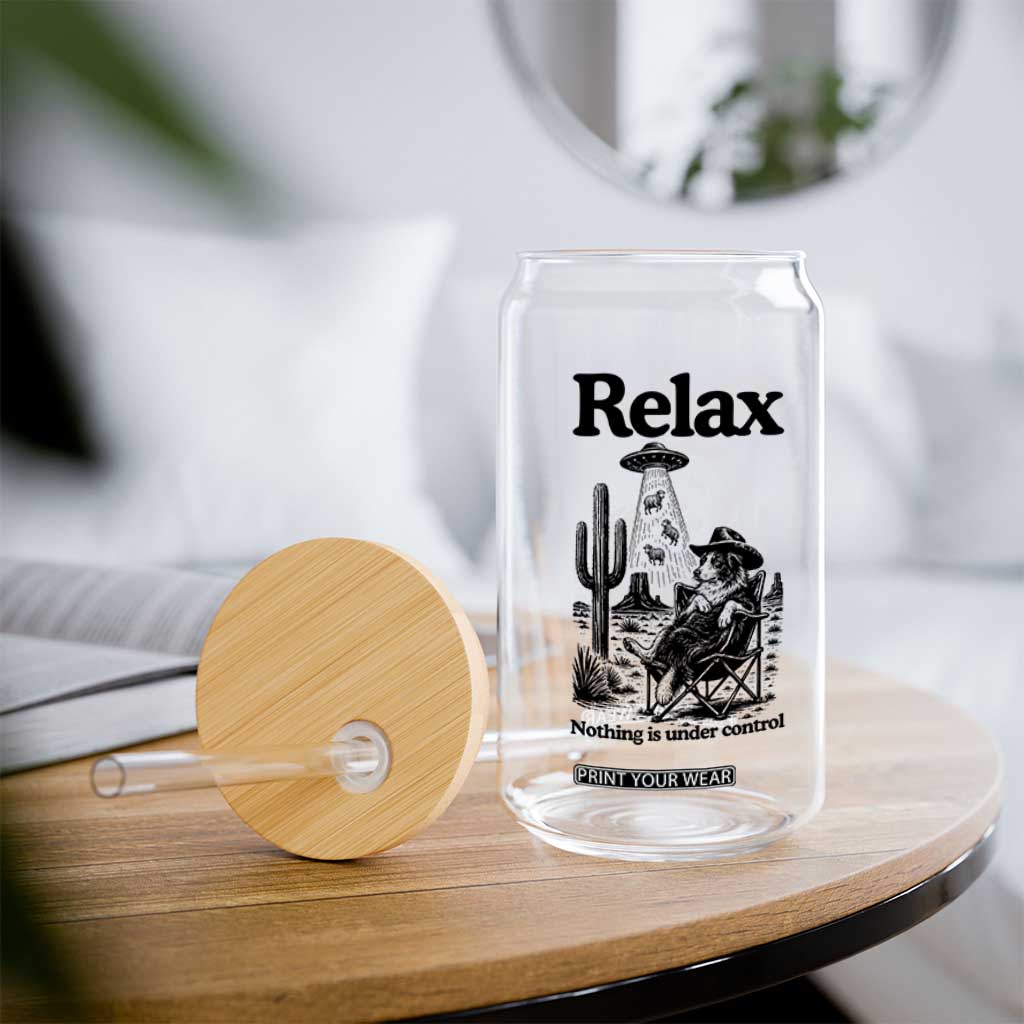 Funny Border Collie UFO Sheep Farmer Glass Can Relax Nothing Is Under Control Alien Dog Lover Gift TS12 Print Your Wear