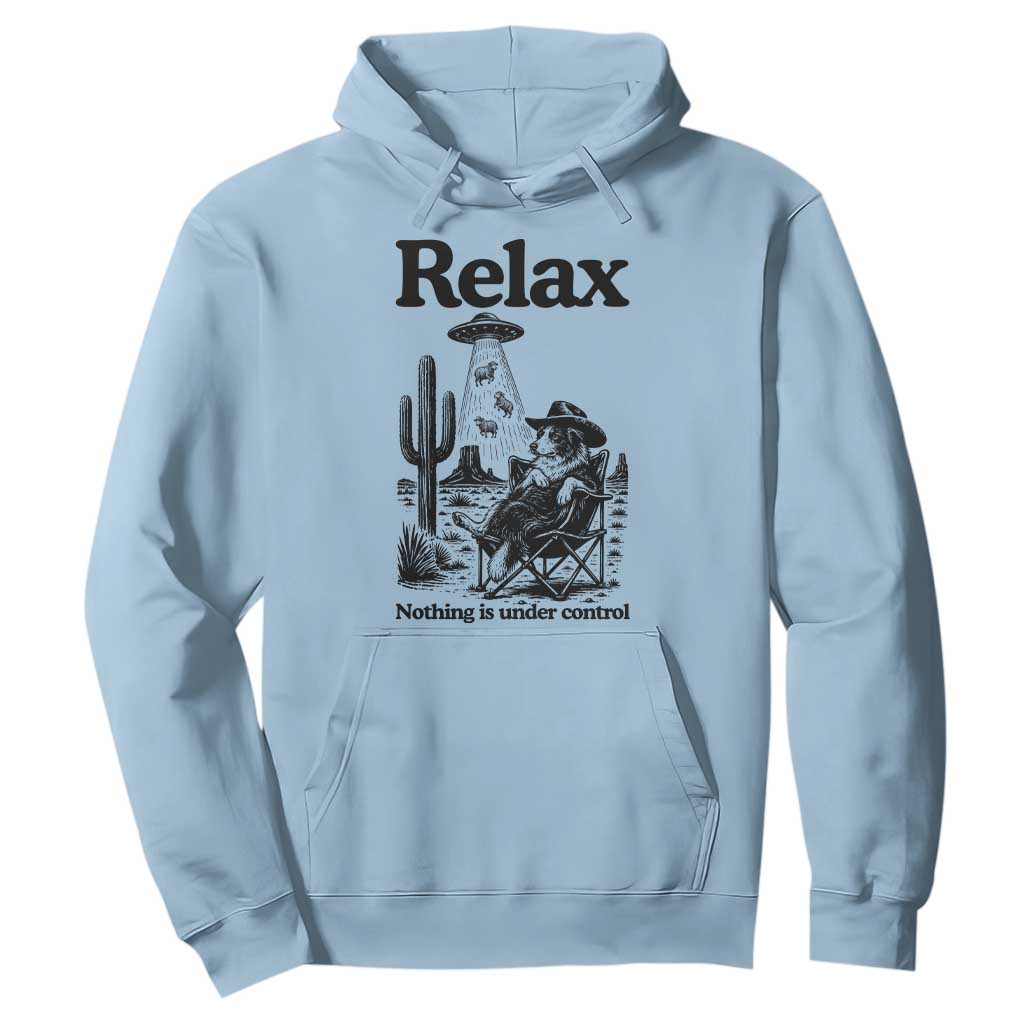 Funny Border Collie UFO Sheep Farmer Hoodie Relax Nothing Is Under Control Alien Dog Lover Gift TS12 Light Blue Print Your Wear