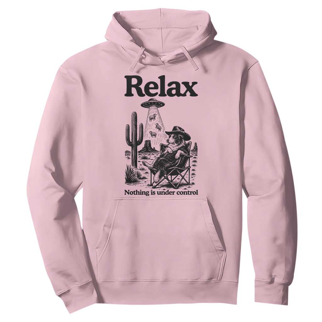 Funny Border Collie UFO Sheep Farmer Hoodie Relax Nothing Is Under Control Alien Dog Lover Gift TS12 Light Pink Print Your Wear