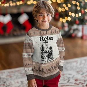 Funny Border Collie UFO Sheep Farmer Ugly Christmas Sweater Relax Nothing Is Under Control Alien Dog Lover Gift TS12 Mocha Mousse Print Your Wear