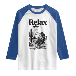 Funny Border Collie UFO Sheep Farmer Raglan Shirt Relax Nothing Is Under Control Alien Dog Lover Gift TS12 White Royal Print Your Wear