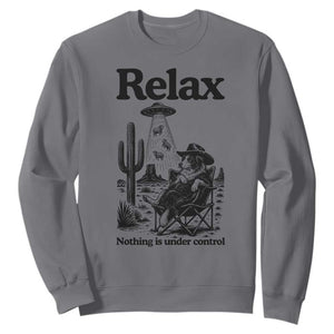Funny Border Collie UFO Sheep Farmer Sweatshirt Relax Nothing Is Under Control Alien Dog Lover Gift TS12 Charcoal Print Your Wear