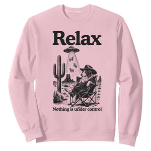 Funny Border Collie UFO Sheep Farmer Sweatshirt Relax Nothing Is Under Control Alien Dog Lover Gift TS12 Light Pink Print Your Wear