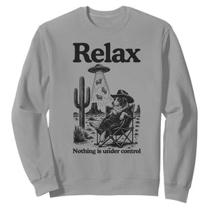 Funny Border Collie UFO Sheep Farmer Sweatshirt Relax Nothing Is Under Control Alien Dog Lover Gift TS12 Sport Gray Print Your Wear
