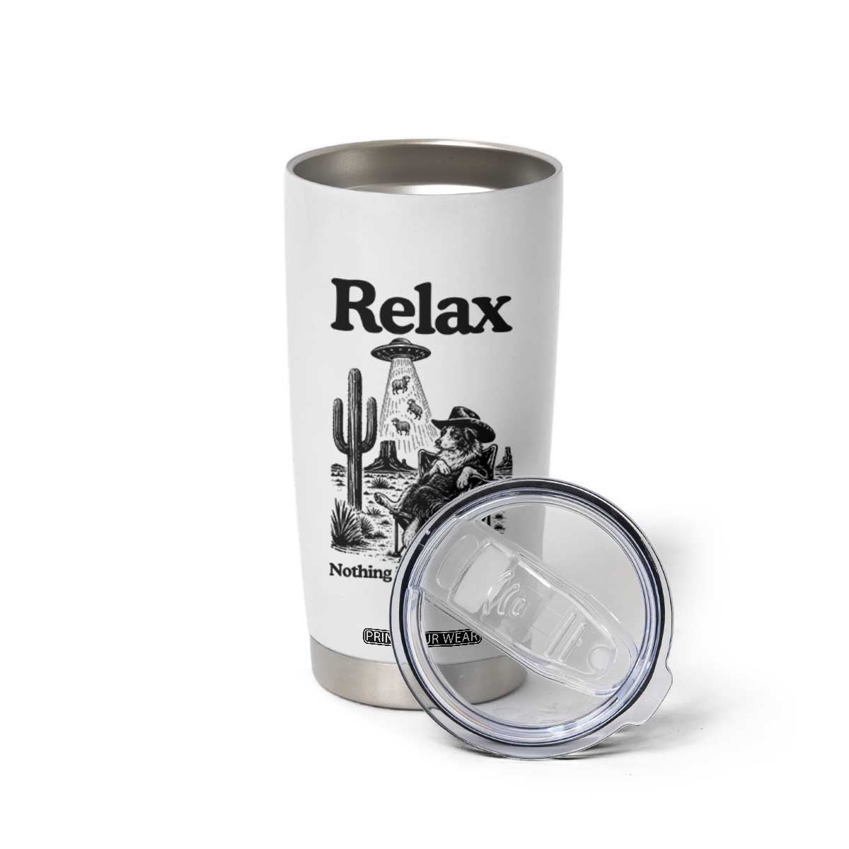 Funny Border Collie UFO Sheep Farmer Tumbler Cup Relax Nothing Is Under Control Alien Dog Lover Gift TS12 Print Your Wear