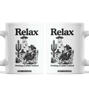 Funny Border Collie UFO Sheep Farmer Coffee Mug Relax Nothing Is Under Control Alien Dog Lover Gift TS12 White Print Your Wear