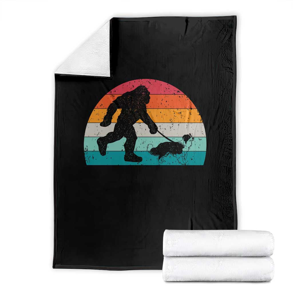 Funny Bigfoot Walking Border Collie Dog Throw Blanket Vintage Dog Lover Gift TS12 Black Print Your Wear