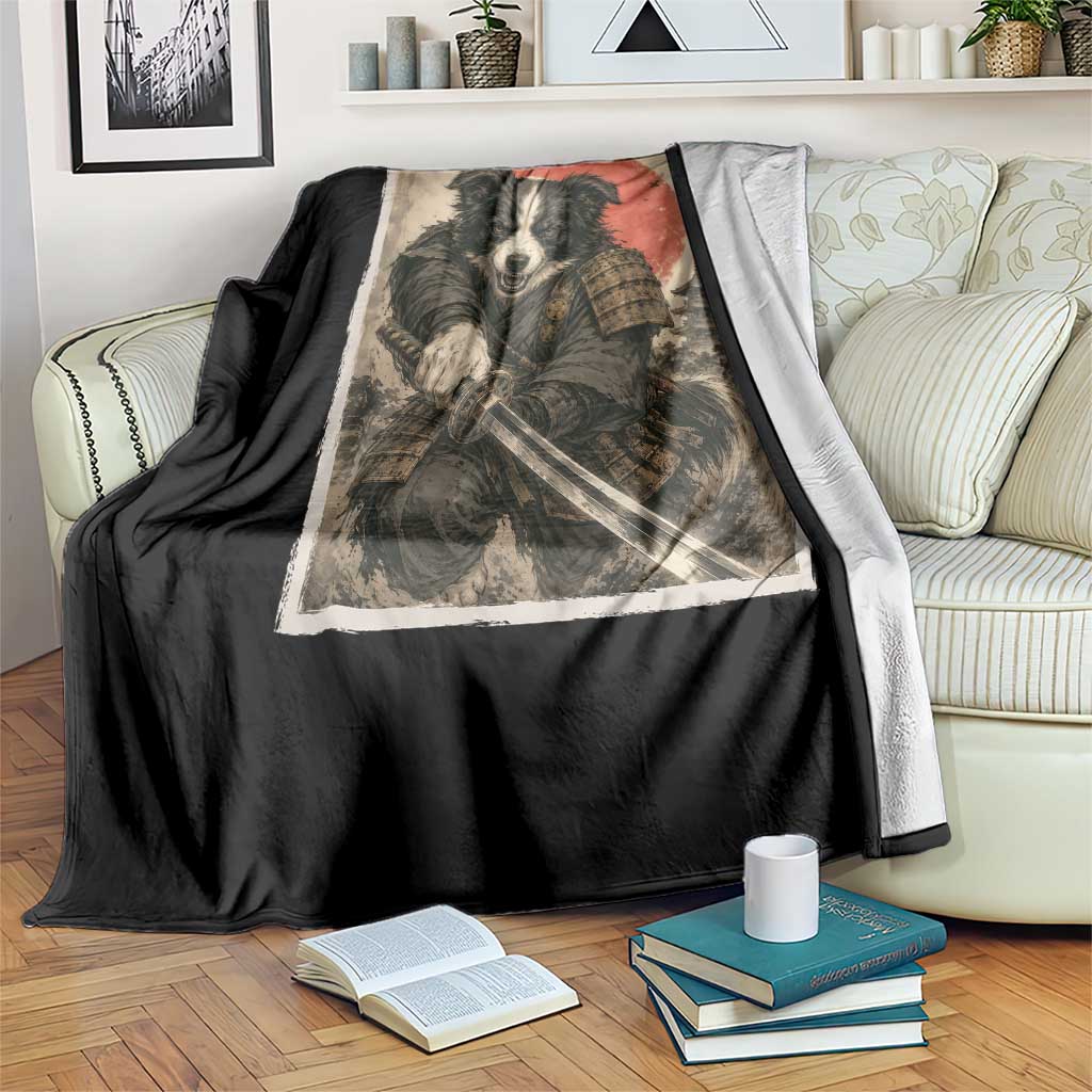 Japanese Border Collie Samurai Warrior Throw Blanket Vintage Ukiyoe Dog Lover TS12 Print Your Wear