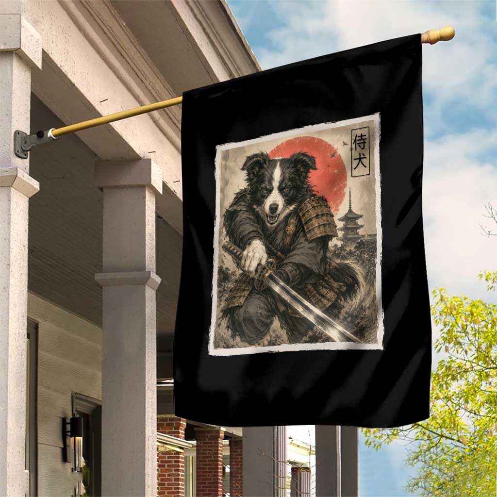 Japanese Border Collie Samurai Warrior Garden Flag Vintage Ukiyoe Dog Lover TS12 Print Your Wear