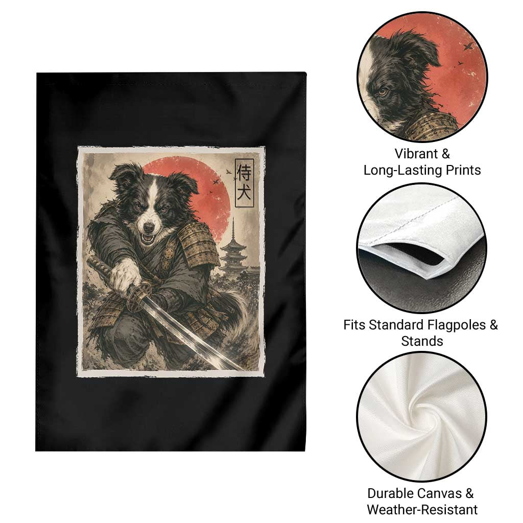 Japanese Border Collie Samurai Warrior Garden Flag Vintage Ukiyoe Dog Lover TS12 Print Your Wear