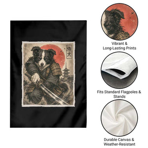 Japanese Border Collie Samurai Warrior Garden Flag Vintage Ukiyoe Dog Lover TS12 Print Your Wear