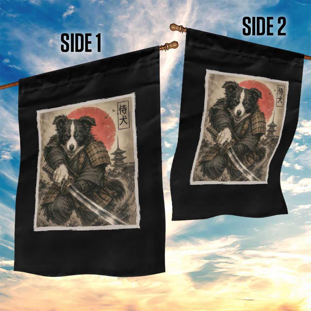 Japanese Border Collie Samurai Warrior Garden Flag Vintage Ukiyoe Dog Lover TS12 Print Your Wear