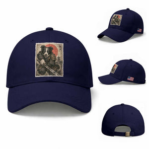 Japanese Border Collie Samurai Warrior Baseball Cap Vintage Ukiyoe Dog Lover TS12 Baseball Cap Universal Fit Dark Blue Print Your Wear