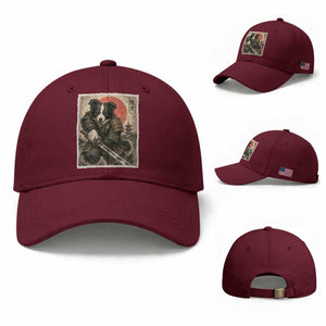 Japanese Border Collie Samurai Warrior Baseball Cap Vintage Ukiyoe Dog Lover TS12 Baseball Cap Universal Fit Maroon Print Your Wear