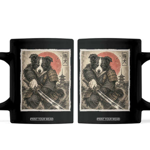 Japanese Border Collie Samurai Warrior Coffee Mug Vintage Ukiyoe Dog Lover TS12 Black Print Your Wear