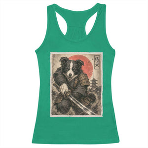 Japanese Border Collie Samurai Warrior Racerback Tank Top Vintage Ukiyoe Dog Lover TS12 Irish Green Print Your Wear