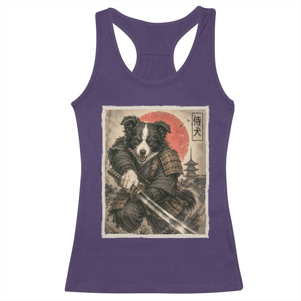 Japanese Border Collie Samurai Warrior Racerback Tank Top Vintage Ukiyoe Dog Lover TS12 Purple Print Your Wear