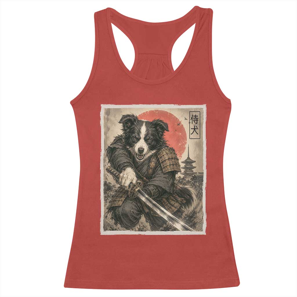 Japanese Border Collie Samurai Warrior Racerback Tank Top Vintage Ukiyoe Dog Lover TS12 Red Print Your Wear