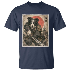 Japanese Border Collie Samurai Warrior T Shirt Vintage Ukiyoe Dog Lover TS12 Navy Print Your Wear