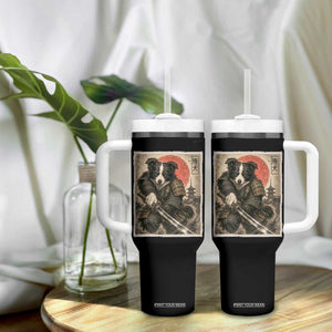 Japanese Border Collie Samurai Warrior Tumbler With Handle Vintage Ukiyoe Dog Lover TS12 Print Your Wear